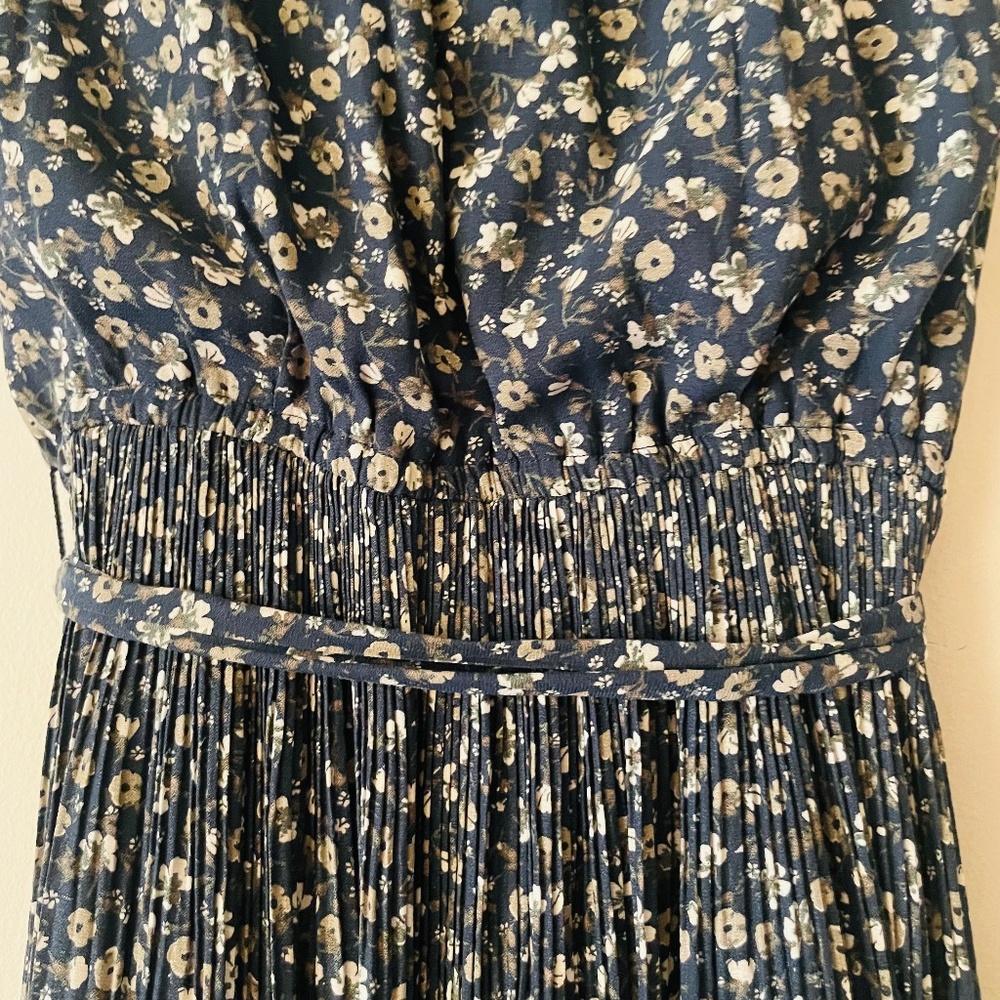 Free People XS Navy Slate Blue Floral Print Midi Dress - Picture 11 of 16